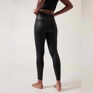 Athleta Salutation Stash Pocket Shine Tight Leggings Black LT Tall